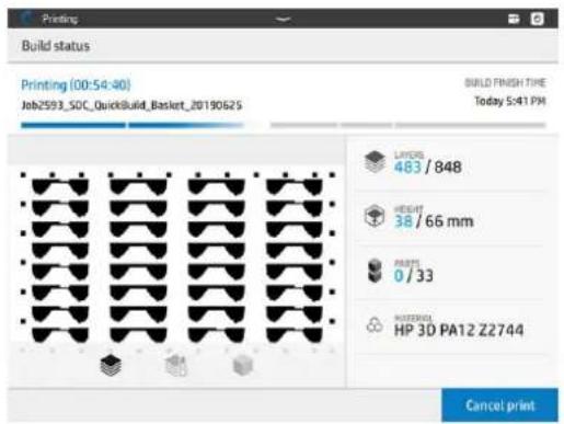 HP Jet Fusion 500 3D - Vérifiez l'état sur le panneau de commande - 5