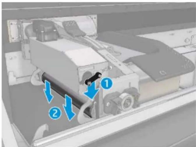 HP Jet Fusion 500 3D - Vérification du réglage de la plateforme du chariot du ruban - 2