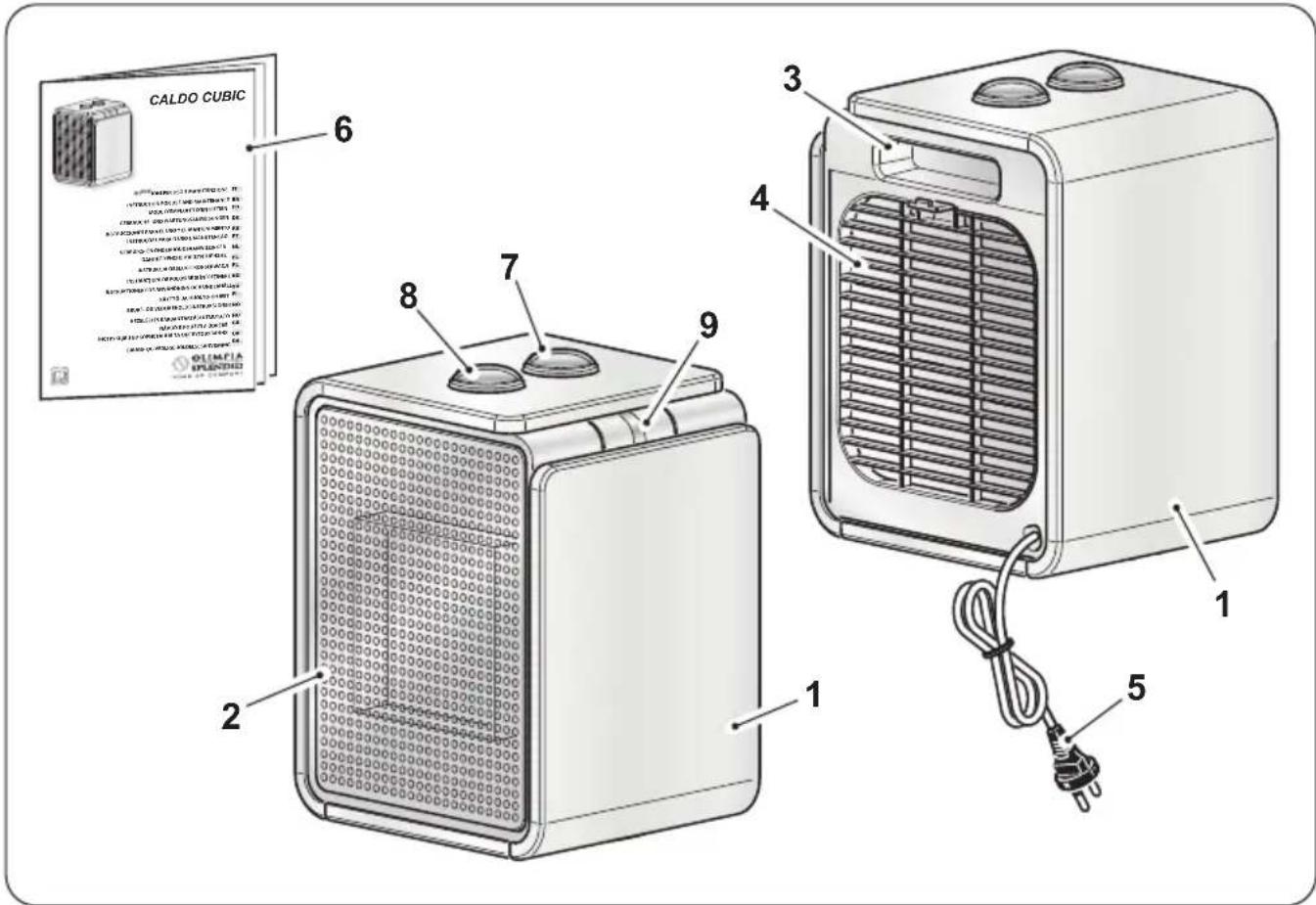 OLIMPIA SPLENDID Caldo Cubic - - BESKRIVELSE AV APPARATET OG KONTROLLENE - 1