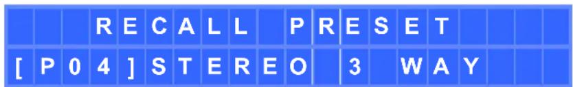 Ecler ALMA26 - Menu RECALL PRESET (rappel de preset) - 1