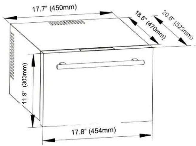 17.7" (450mm) 18.5" (470mm) 20.6" (523mm) 11.9" (303mm) 17.8" (454mm)
