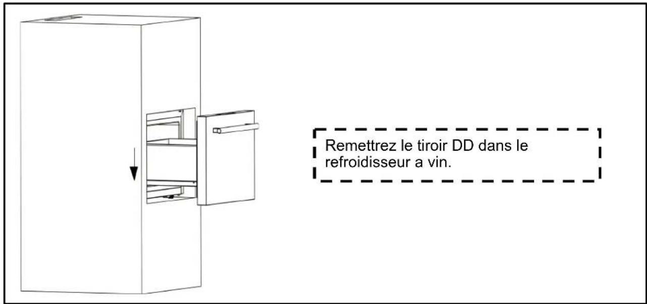 Remettrez le tiroir DD dans le refroidisseur a vin.