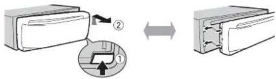 PIONEER DEH-S1000UB - Detaching the front panel - 1