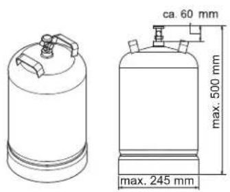 Roesle VIDERO G3 Pure - Maximum size of gas cylinder - 1