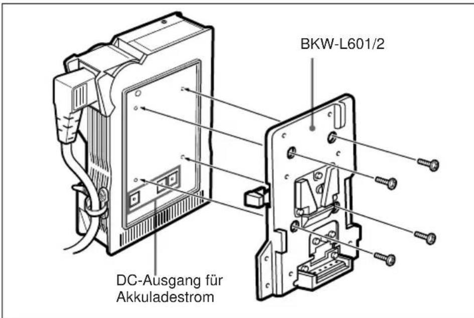 SONY AC-DN1 - Anbringen des Lithium-Ionenakkus BP-L60A/L90A - 1