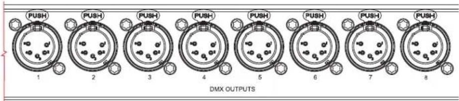 PUSH 1 PUSH 2 PUSH 3 PUSH 4 PUSH 5 PUSH 6 PUSH 7 PUSH 8 DMX OUTPUTS