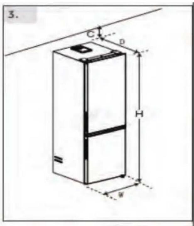 CANDY ECN4CQTEX206 - Spazio consigliato quando la porta è aperta (Fig. 1.2.) - 3