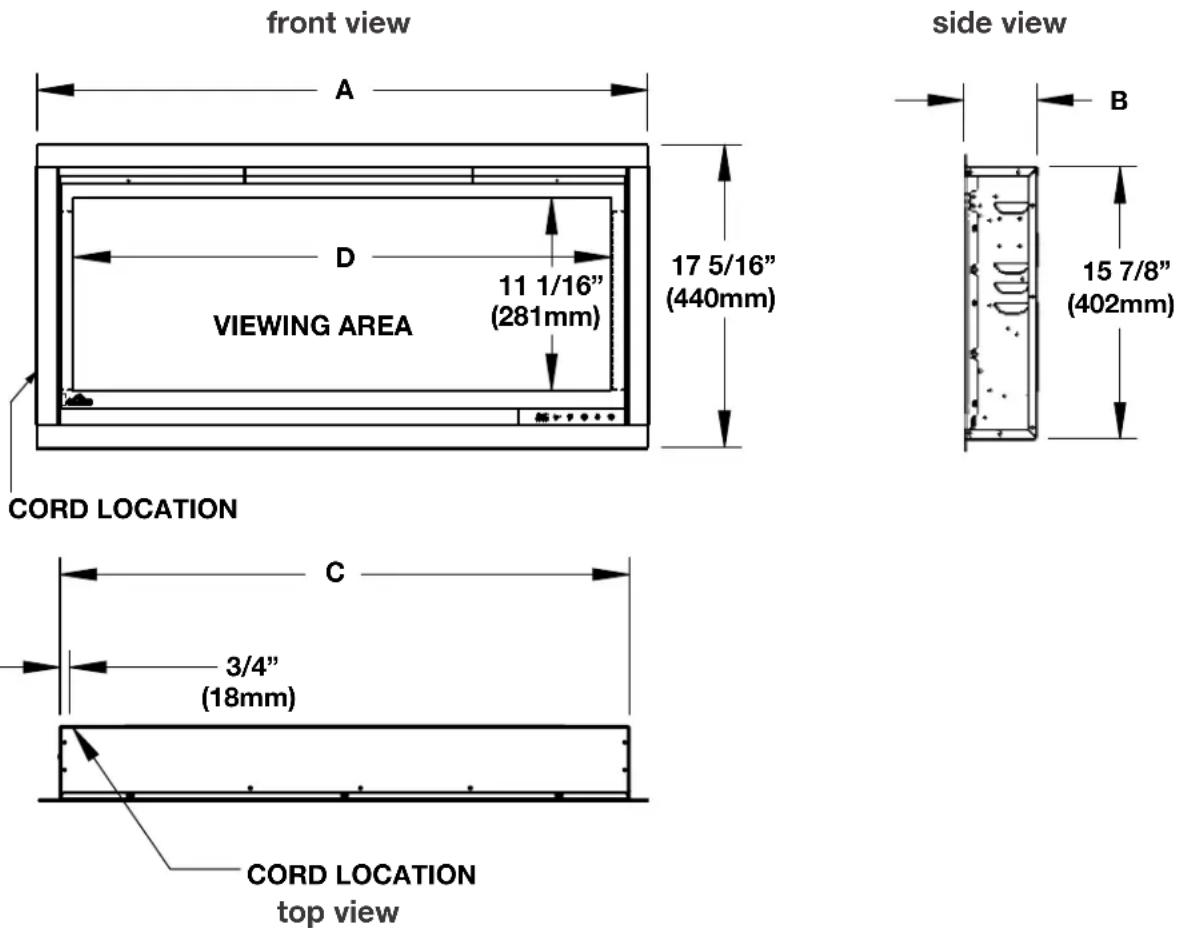 Napoleon Alluravision NEFL42CHS-1 - dimensions - 1