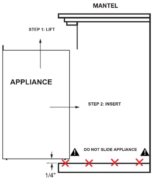 Napoleon Alluravision NEFL42CHS-1 - installing the appliance into a mantel - 1