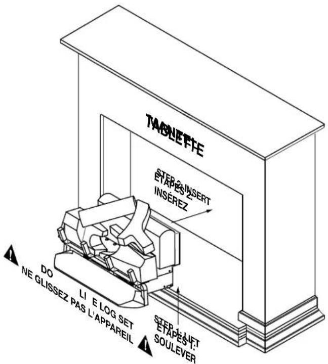 TABLETTE STAPES INSERT INSÉREZ DO LI E LOG SET NE GLISSEZ PAS L'APPAREIL STAPES FT. SOULEVER
