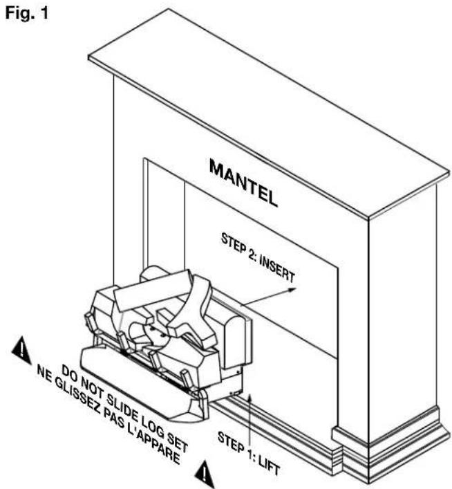 Napoleon Woodland NEFI27H - installing log set into mantel - 1