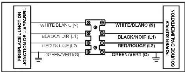 Napoleon Alluravision NEFL42CHD-1 - 240V hard wiring installation (NEFL42/50/60/74/100CHD-1 only) - 2