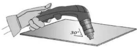 GYS Cutter 105 CT - STARTING THE CUT ON THE FACE OF THE WORKPIECE: - 1