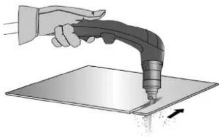 GYS Cutter 105 CT - MANUAL CUTTING FROM THE EDGE OF THE WORKPIECE: - 3