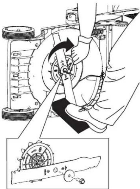 Hayter Hawk 36 - Tragen Sie Handschuhe, wenn Sie das Messer warten. - 2