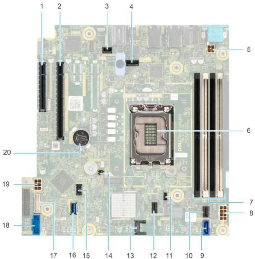 DELL PowerEdge T160 - Disposition de la carte système - 1