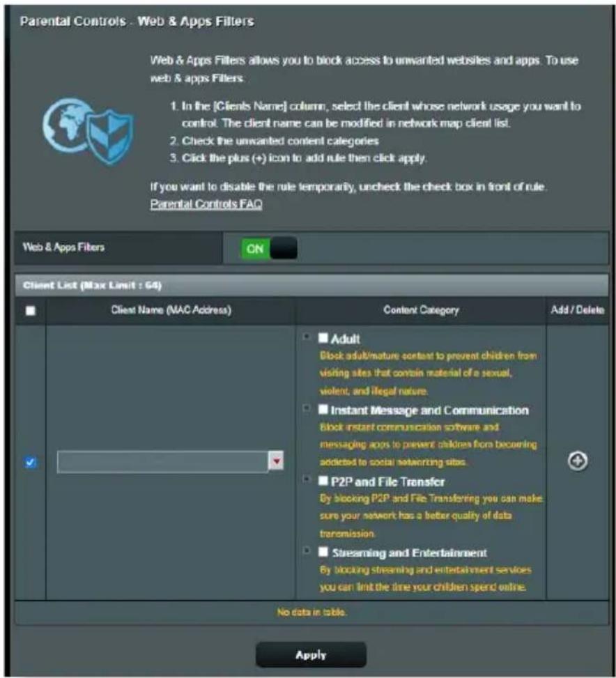 ASUS ZenWiFi BT10 - Pour configurer le filtrage de sites et d'applications : - 1