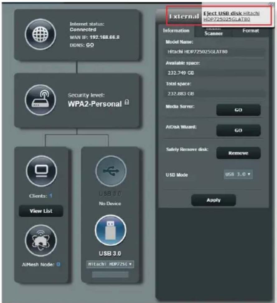 ASUS ZenWiFi BT10 - Pour éjecter un disque USB en toute sécurité : - 1