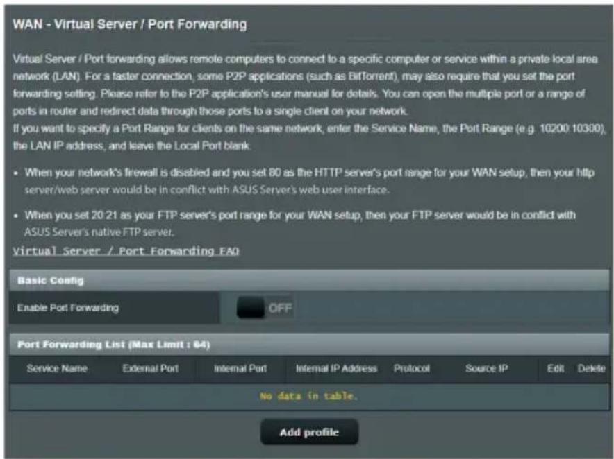 ASUS ZenWiFi BT10 - Serveur virtuel et redirection de port - 1