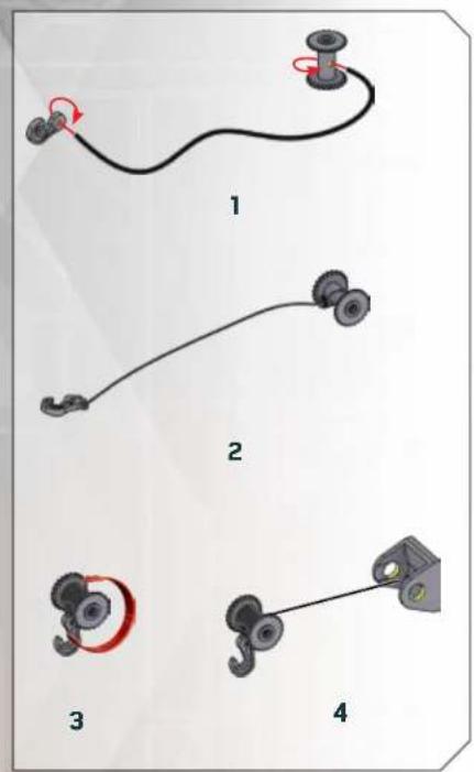 Diagram showing four sequential steps of a mechanical or electrical component with labeled parts 1, 2, 3, and 4.