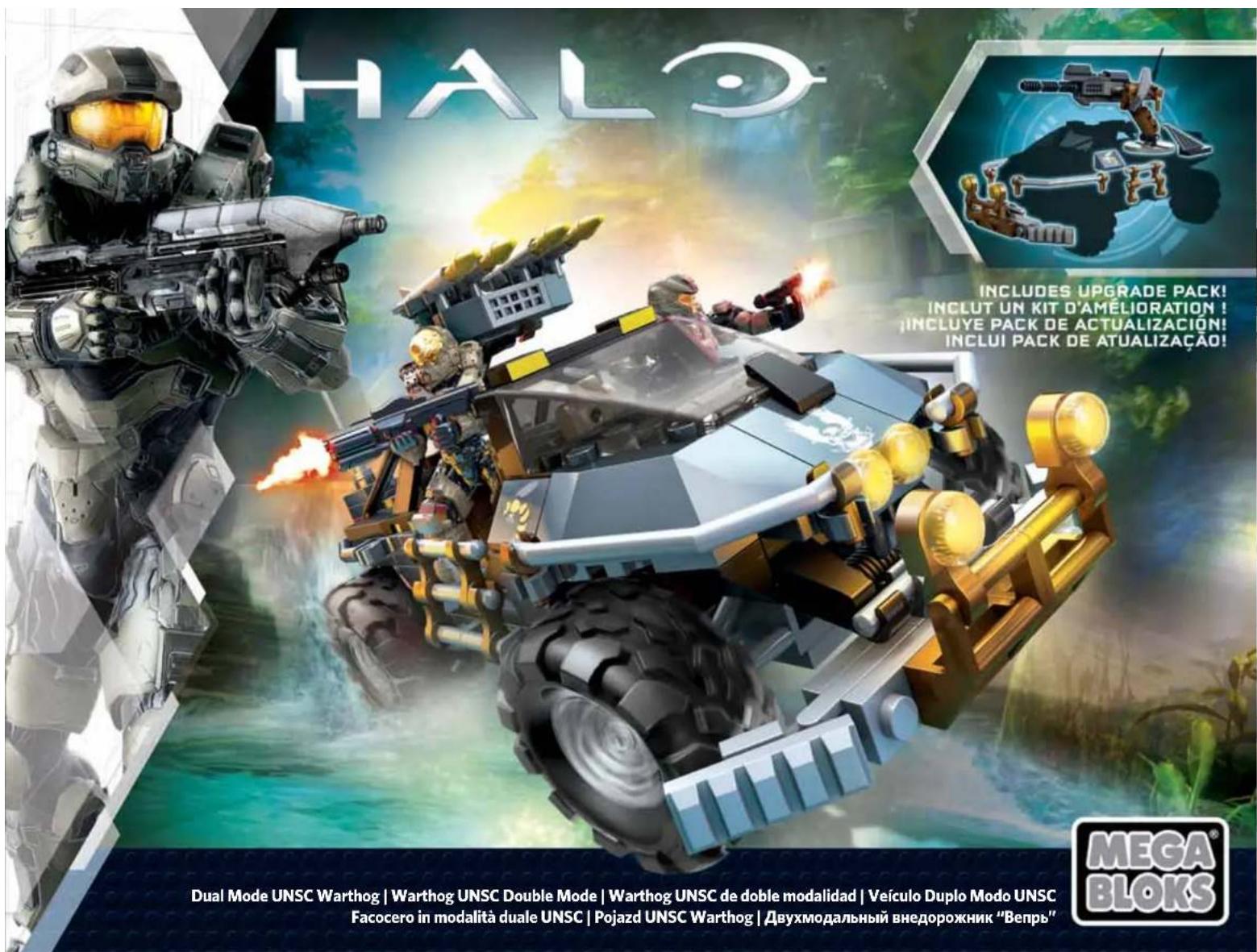 HALO INCLUDES UPGRADE PACK! INCLUT UN KIT D'AMÉLIORATION ! INCLUYE PACK DE ACTUALIZACIÓN! INCLUI PACK DE ATUALIZAÇÃO! Dual Mode UNSC Warthog | Warthog UNSC Double Mode | Warthog UNSC de doble modalidad | Veículo Duplo Modo UNSC Facocero in modalità duale UNSC | Pojazd UNSC Warthog | Двухмодальный внедорожник "Вепрь" MEGA BLOKS