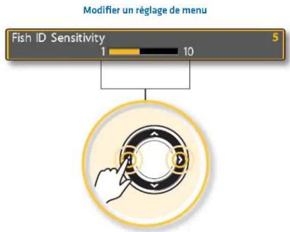 Modifier un réglage de menu Fish ID Sensitivity 5 1 10