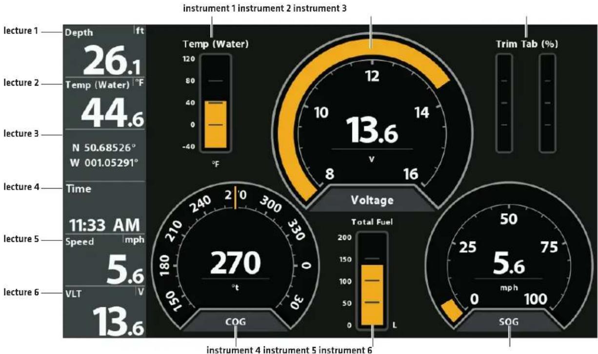 HUMMINBIRD HELIX 10 MSI+ GPS G4N - Personnaliser les lectures des instruments - 1