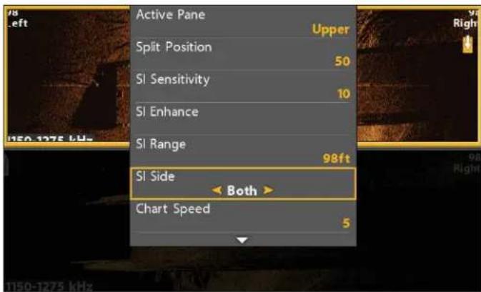 Active Pane Upper Split Position 50 SI Sensitivity 10 SI Enhance SI Range 98ft SI Side Both > Chart Speed 5
