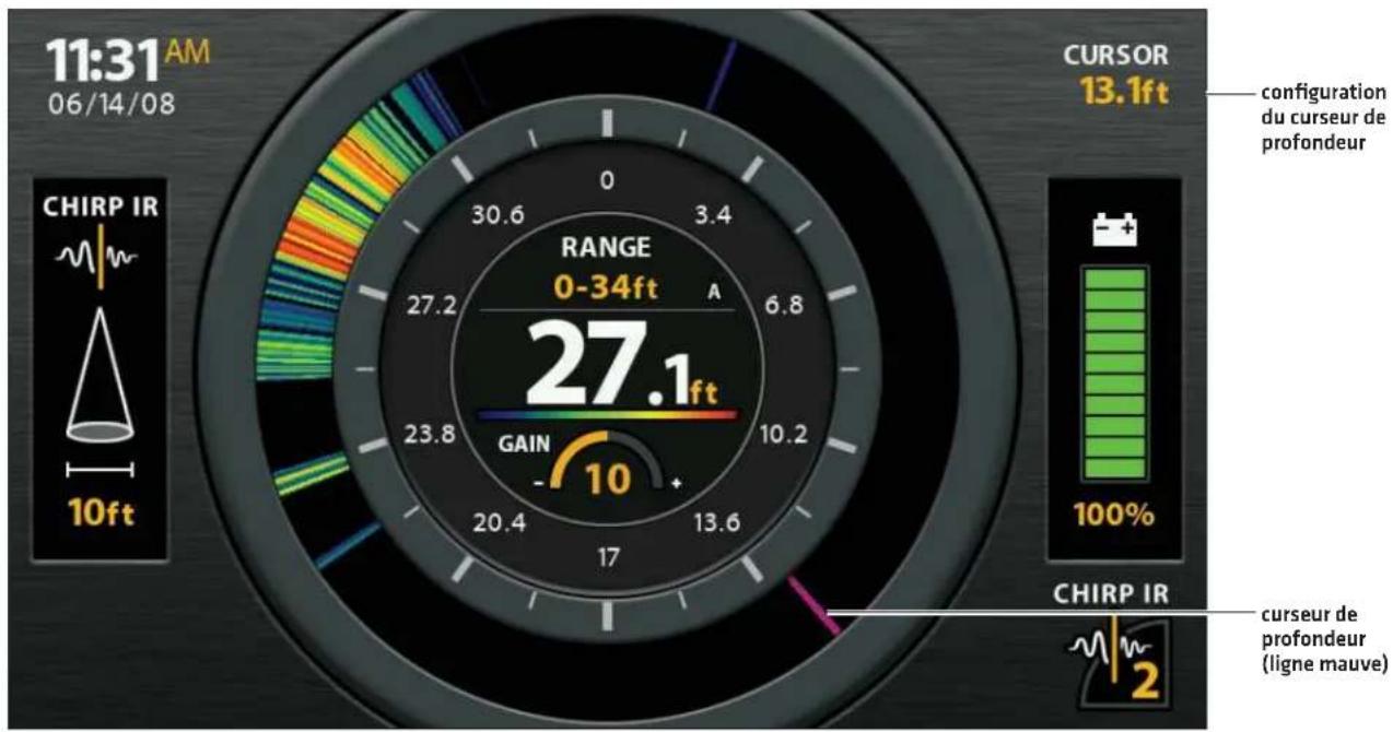 HUMMINBIRD HELIX 10 MSI+ GPS G4N - DéPLACEMENT DU CURSEUR DE PROFONDEUR - 2