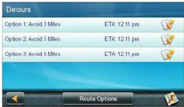 Detours Option 1: Avoid 3 Miles ETA: 12:11 pm Option 2: Avoid 5 Miles ETA: 12:11 pm Option 3: Avoid 9 Miles ETA: 12:11 pm Route Options