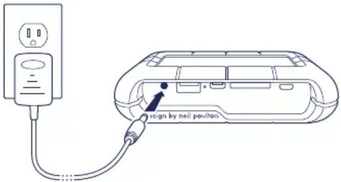 LACIE Rugged BOSS SSD - Connect the power cable to charge Rugged BOSS SSD's battery - 1