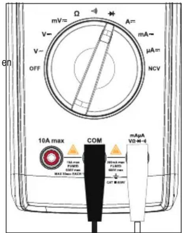 mV= Ω A= mA- μA= NCV 10A max COM 10A max PUBRD 620V max MAKE 32mm EACH T 200mA max PUBRD 620V max CAT ■ 620V mAµA V0-4
