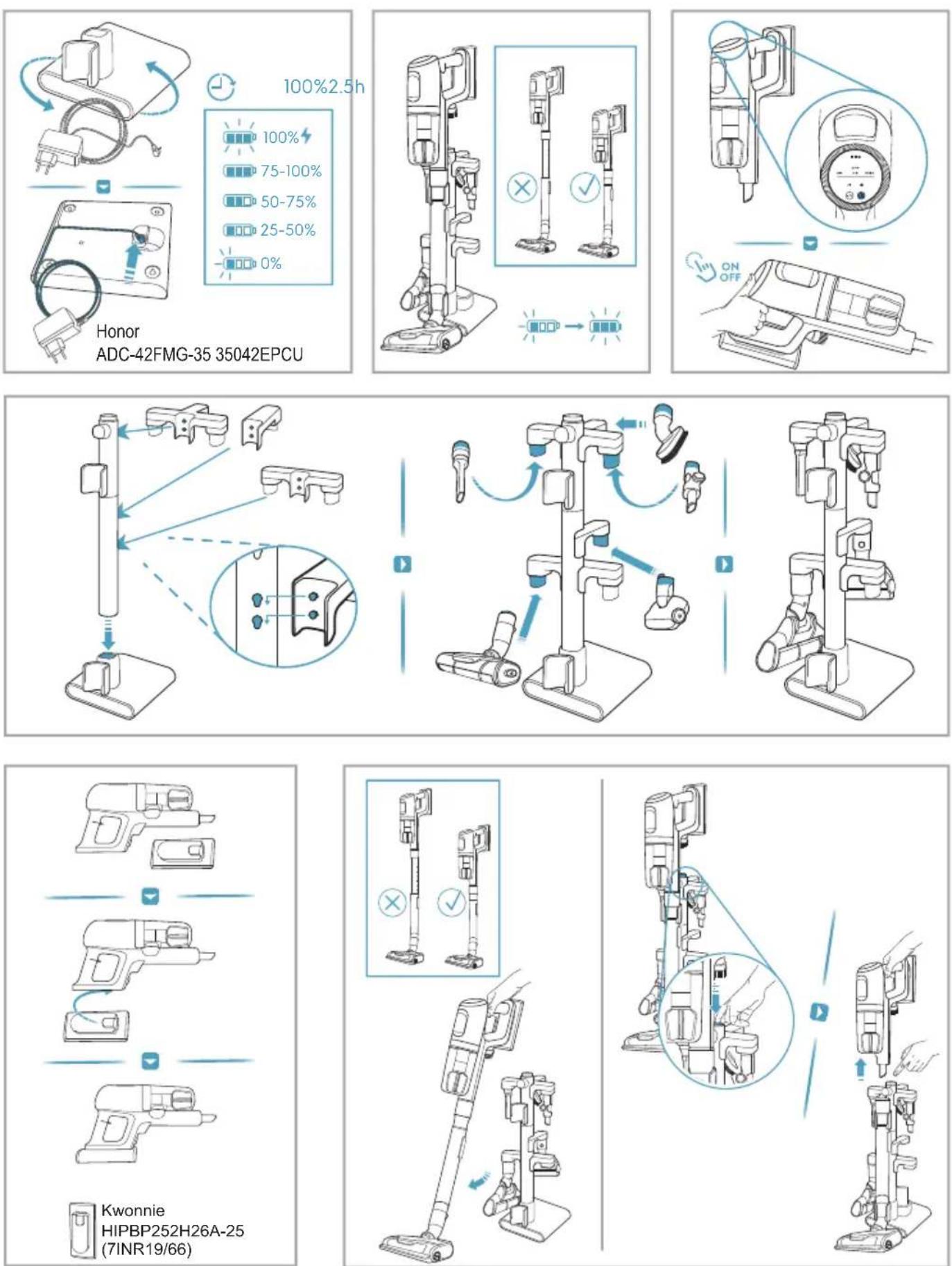 ELECTROLUX Ultimate 800 EHVS85P3AG - Product Assembly &amp; Charging / Assemblage et chargement du produit / Armado y carga del producto - 1