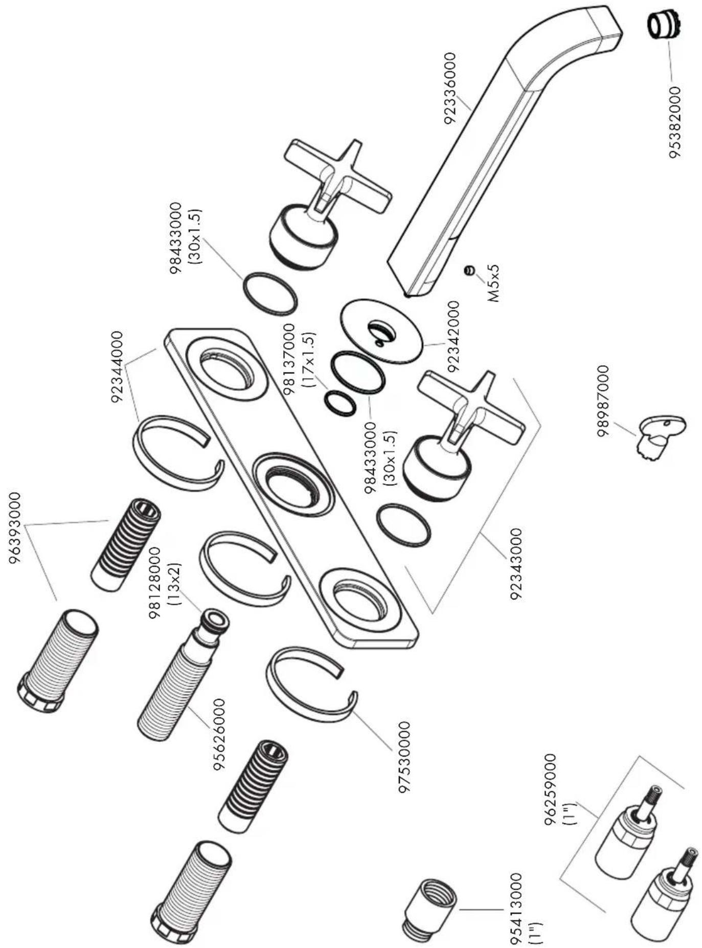 96393000 98128000 (13x2) 92344000 98433000 (30x1.5) 98137000 (17x1.5) 98433000 (30x1.5) 92342000 92336000 M5x5 92343000 98987000 95413000 (1") 96259000 (1") 95413000 (1") 95382000