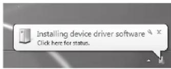 Installing device driver software Click here for status.