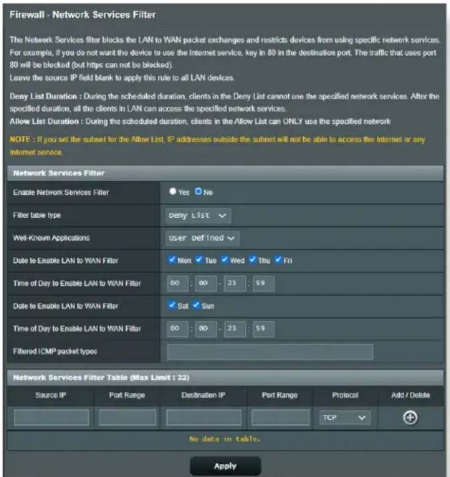 ASUS ZenWiFi BD4 - Filtrage de services réseau - 1
