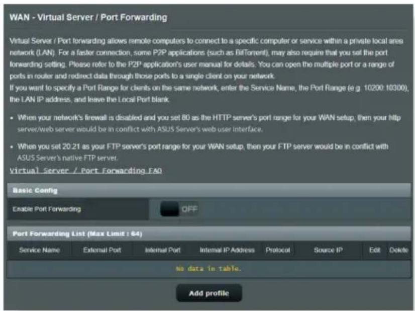 ASUS ZenWiFi BD4 - Serveur virtuel et redirection de port - 1
