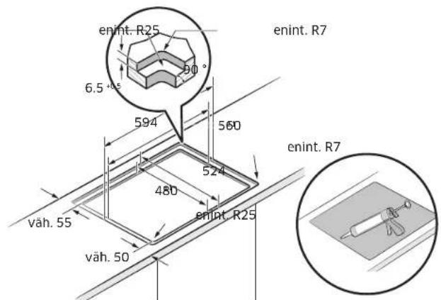 SAMSUNG NZ64B5046HK - Liesitason asentaminen - 2