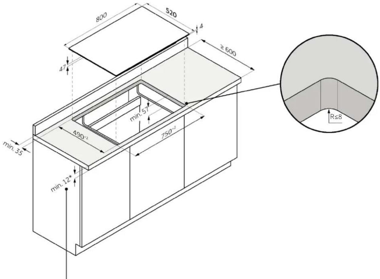 ROSIERES RID64DCS - Largeur de la plaque de cuisson 80 - 1