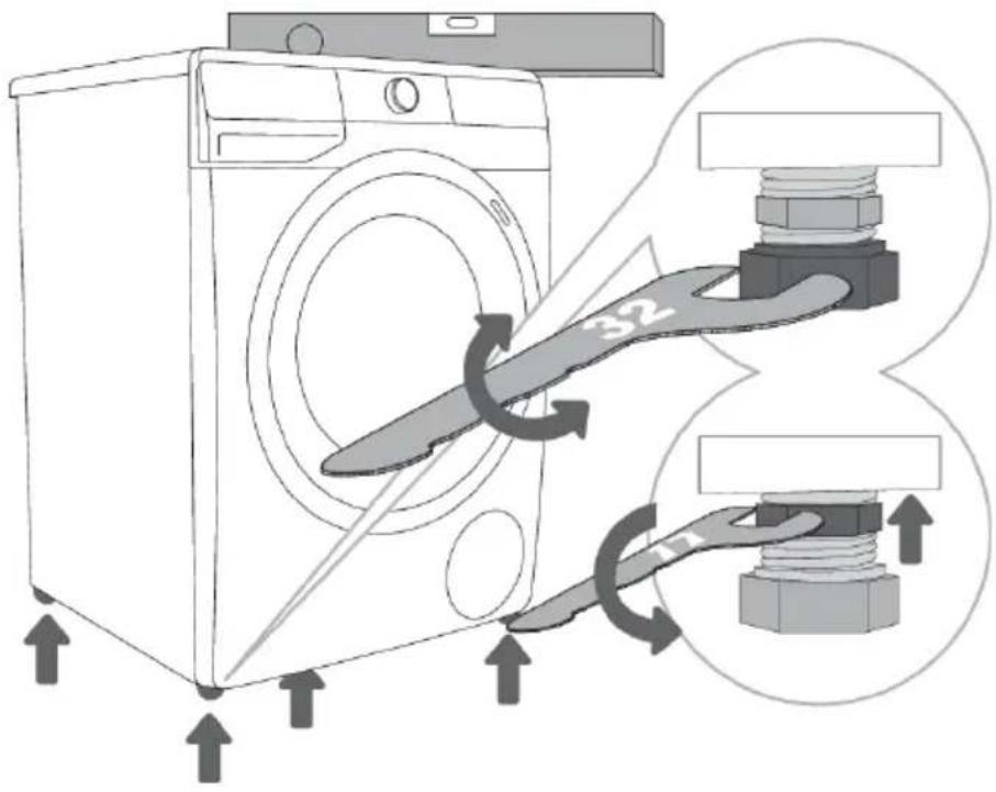 HISENSE WF5V943BW/BLX - EinstellungderGerätefüße - 1