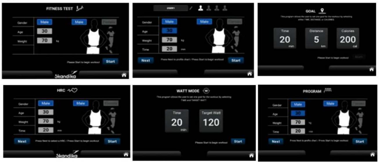Skandika Cykling P14 Touchscreen - FONCTIONS COMMUNES AUX 7 MODES D'ENTRAÎNEMENT - 1
