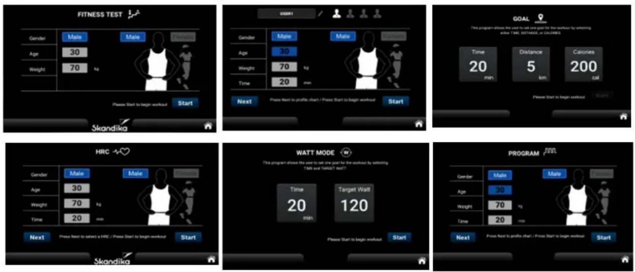 Skandika Cykling P14 Touchscreen - SHARE FUNCTIONS OF THE 7 EXERCISE MODES - 1