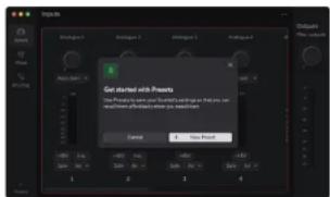 FOCUSRITE Scarlett 18i16 4th Gen - Utilisation des préréglages dans Focusrite Control 2 - 1