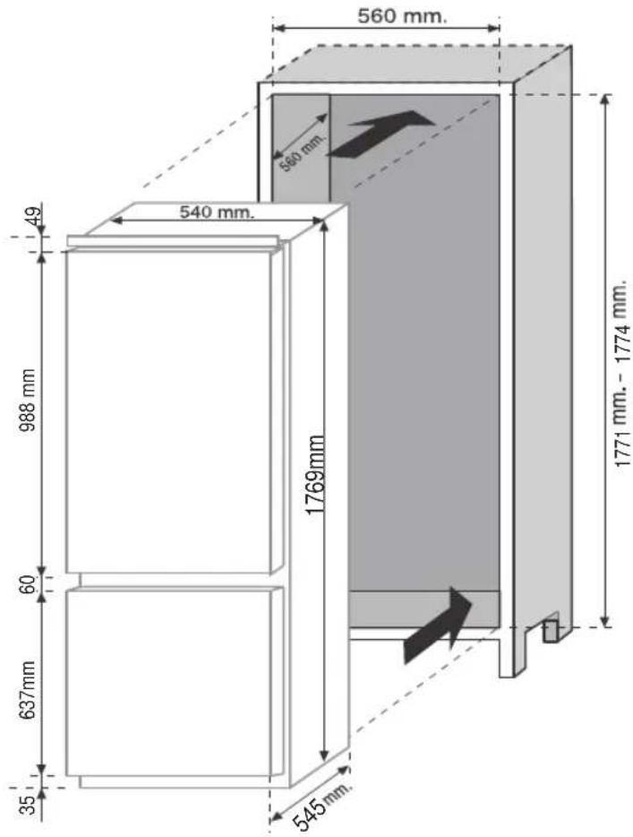 TEKA RBF 43321 FI - DIMENSIONS DU PRODUIT ET COMPARTIMENT INTÉGRÉ - 1