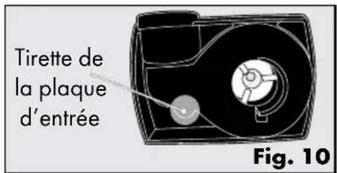 Tirette de la plaque d'entrée Fig. 10