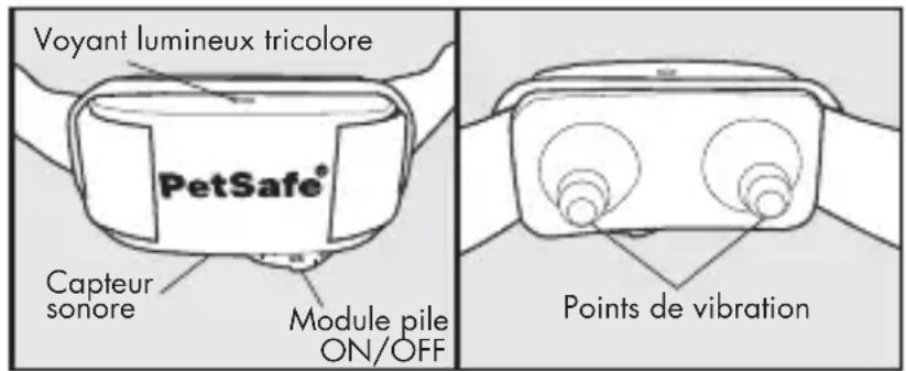 Voyant lumineux tricolore PetSafe® Capteur sonore Module pile ON/OFF Points de vibration