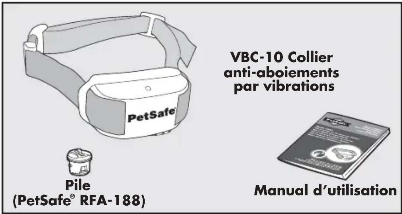 VBC-10 Collier anti-aboiements par vibrations PetSafe® Pile (PetSafe® RFA-188) Manual d’utilisation