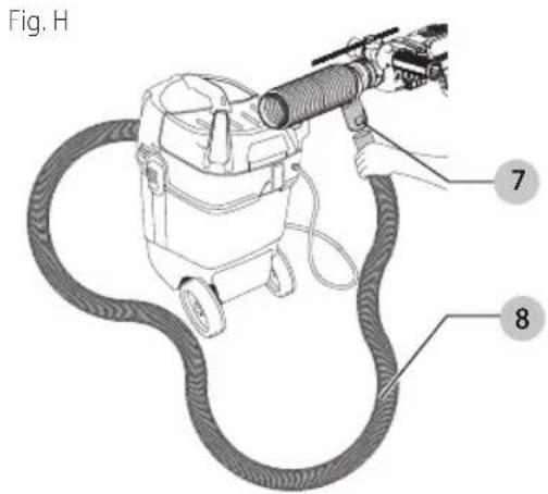 DEWALT DWH200D - Conexión de extractor de polvo al ensamble de extracción de polvo (Fig. H–J) - 1