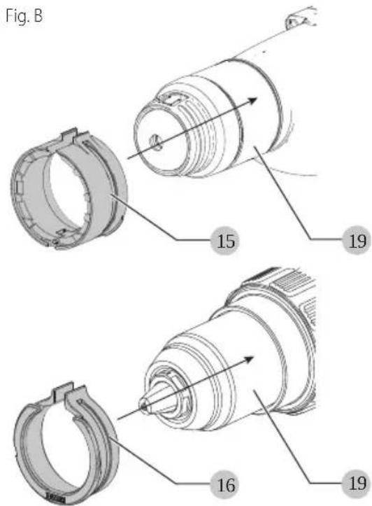 DEWALT DWH200D - Conexión del adaptador de anillo (Fig. A, B) - 1
