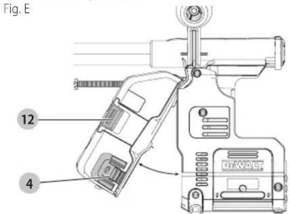 DEWALT DWH303DH - Vidange du réceptacle à poussières (Fig. A, D, E) - 1
